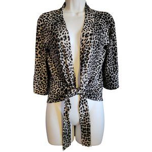 Vintage Chico's Women's Tie-Front Top Leopard-Print Black & White Size XS (EUC)